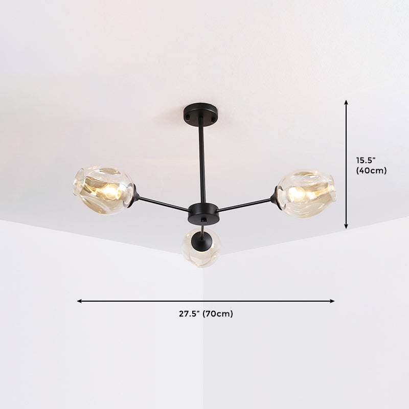 Sliver 3-Light de style contemporain / plafond noir Spoutnik Sphere Chandelier