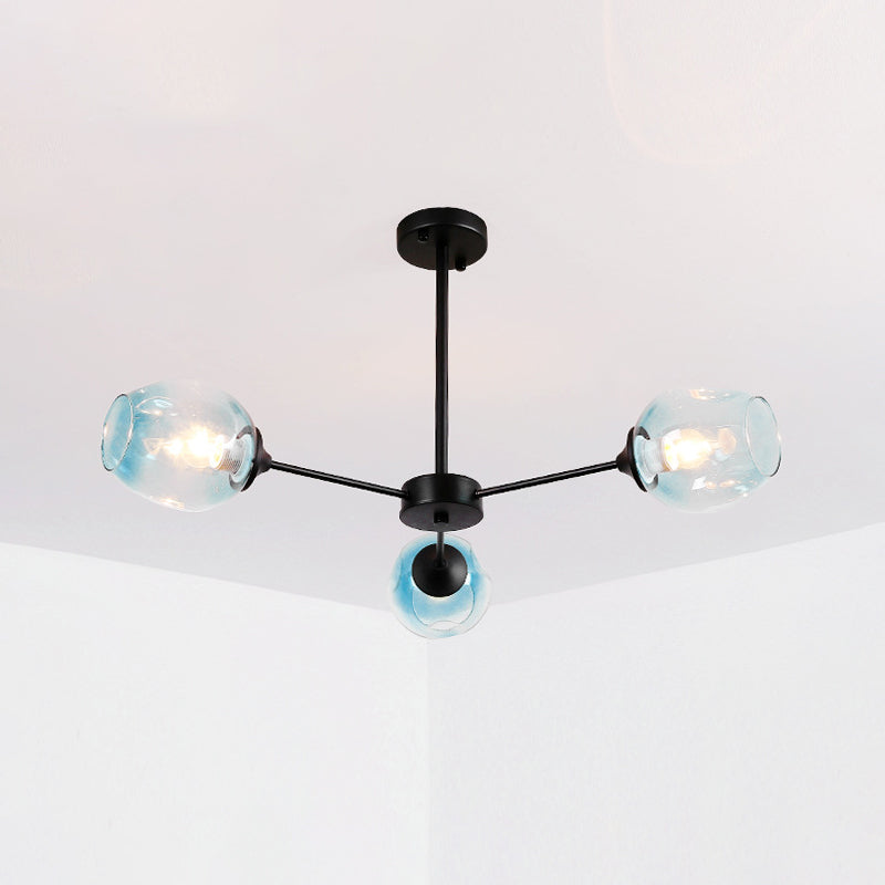 Sliver 3-Light de style contemporain / plafond noir Spoutnik Sphere Chandelier