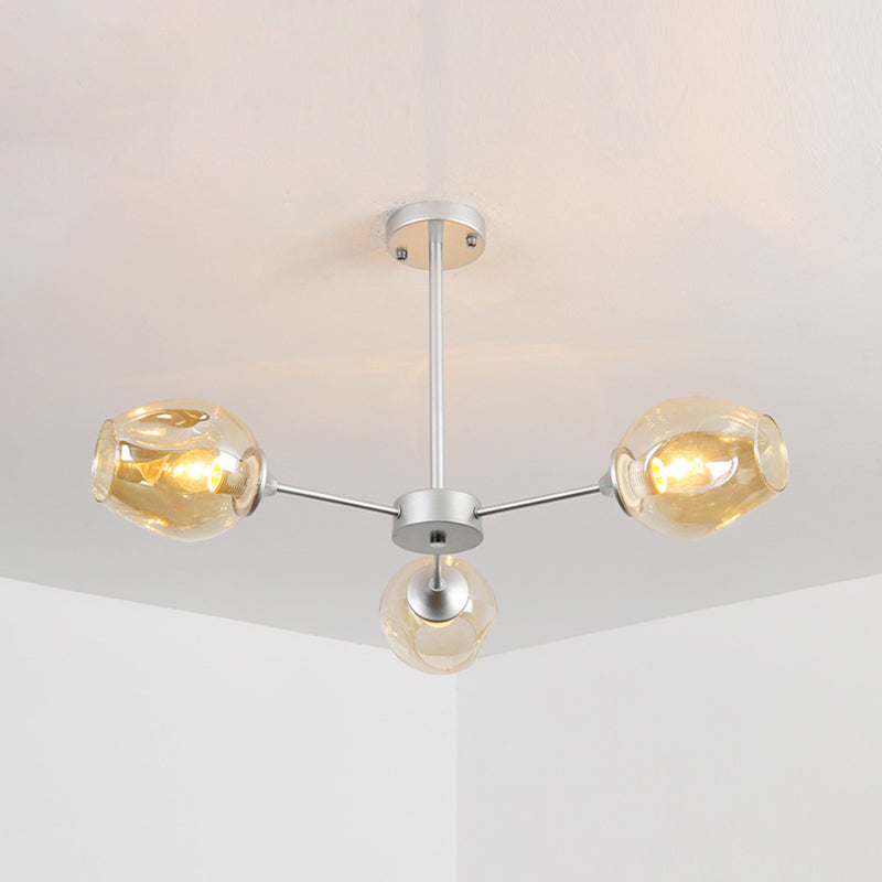 Sliver 3-Light de style contemporain / plafond noir Spoutnik Sphere Chandelier