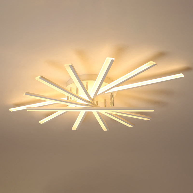 Illuminazione semi -filo a forma di ventola semplicistica soggiorno acrilico soggiorno a soffitto a led in bianco