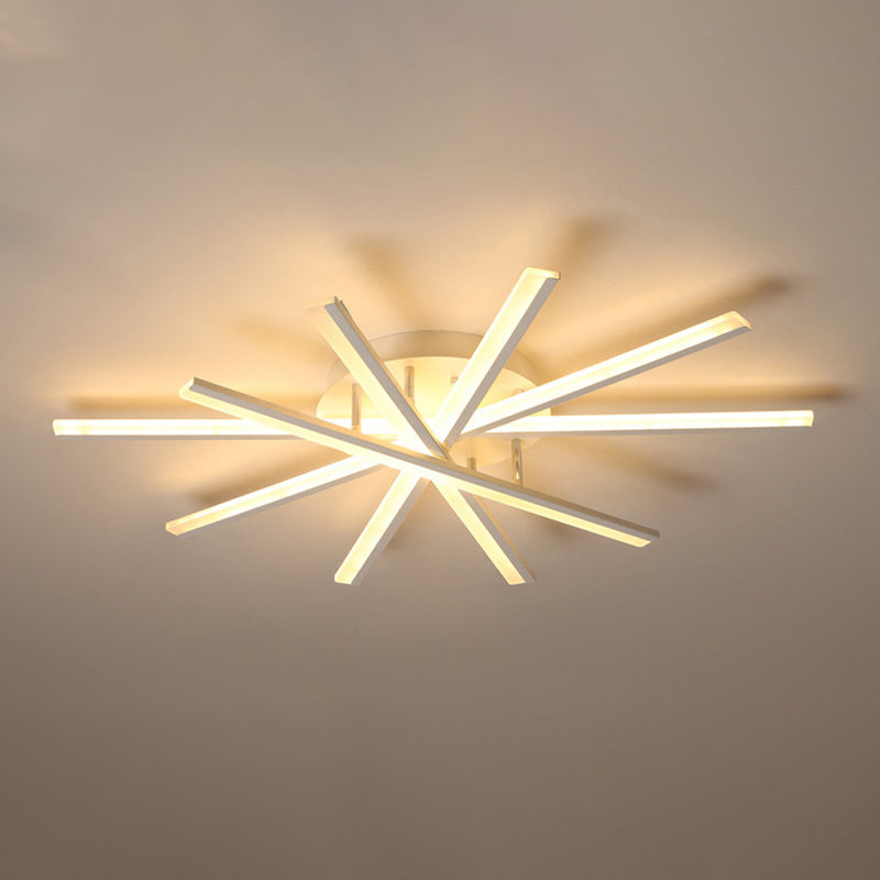 Illuminazione semi -filo a forma di ventola semplicistica soggiorno acrilico soggiorno a soffitto a led in bianco