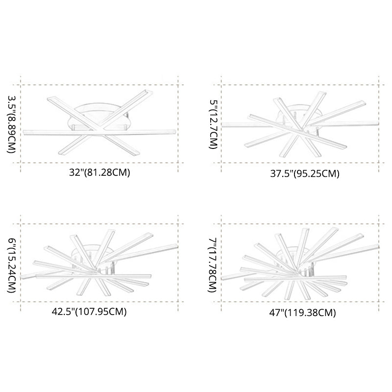 Iluminación de montaje semi descarga en forma de abanico Sala de estar acrílico Ligera LED de techo LED en blanco