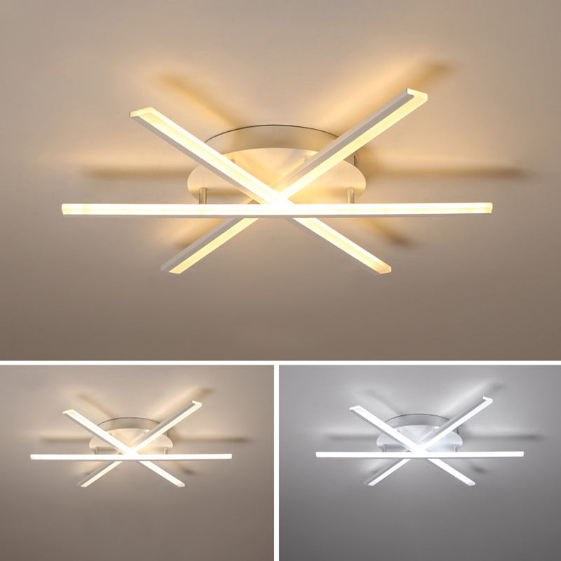 Fan Shaped Semi Flush Mount Lighting Simplistic Acrylic Living Room LED Ceiling Light Fixture in White