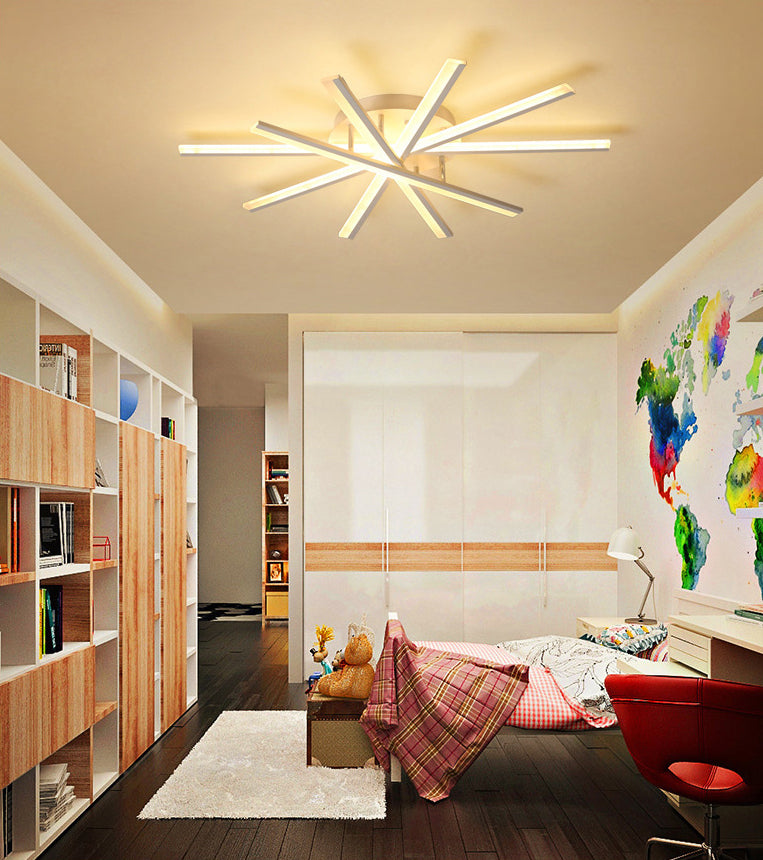 Illuminazione semi -filo a forma di ventola semplicistica soggiorno acrilico soggiorno a soffitto a led in bianco