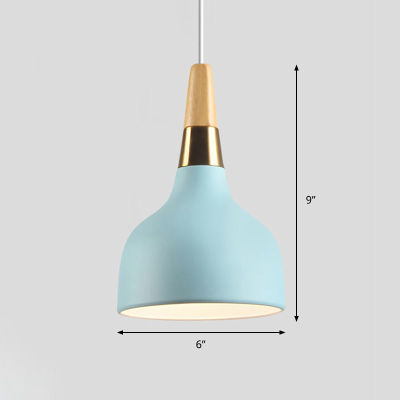 Domed Shaped Drop Pendant Modern Metal 1 Light Blue Suspension Light for Dining Room