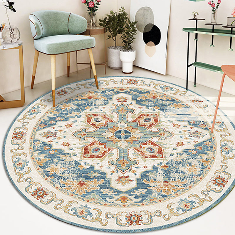 Light Color Vintage Area Carpet Polyester Ethnic Pattern Indoor Rug Easy Care Carpet for Living Room