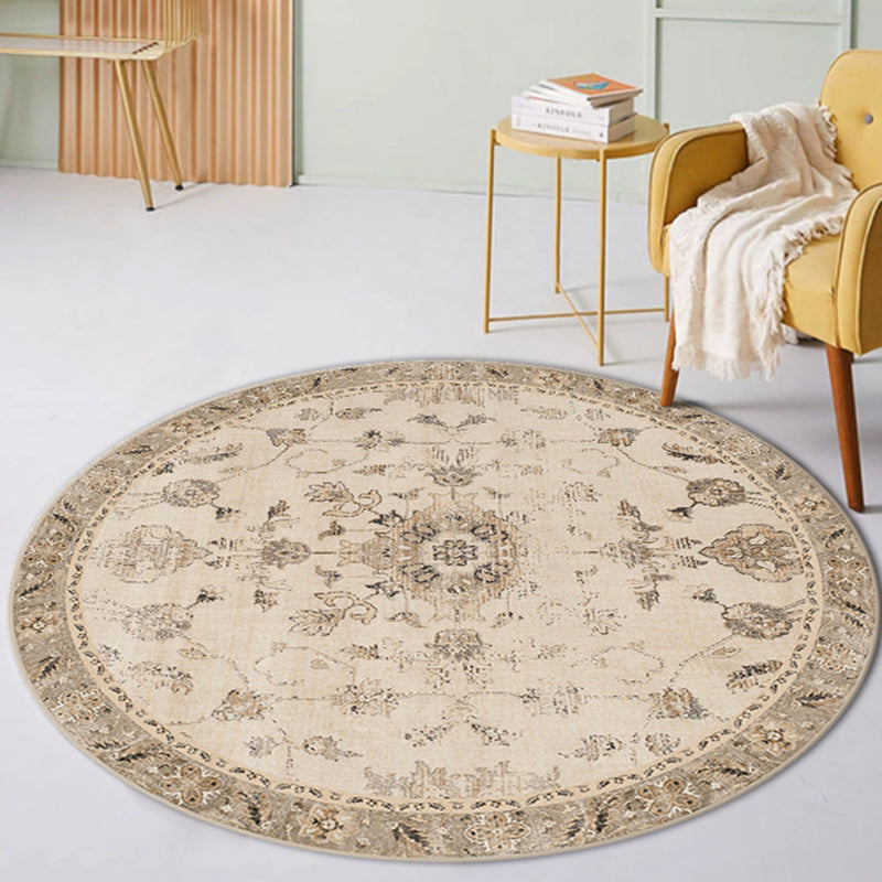 Light Color Vintage Area Carpet Polyester Ethnic Pattern Indoor Rug Easy Care Carpet for Living Room