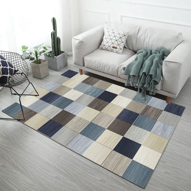 Blue Paisley gedruckter Teppich Polyester Traditioneller Teppichfleckfestententeppich für Wohnzimmer