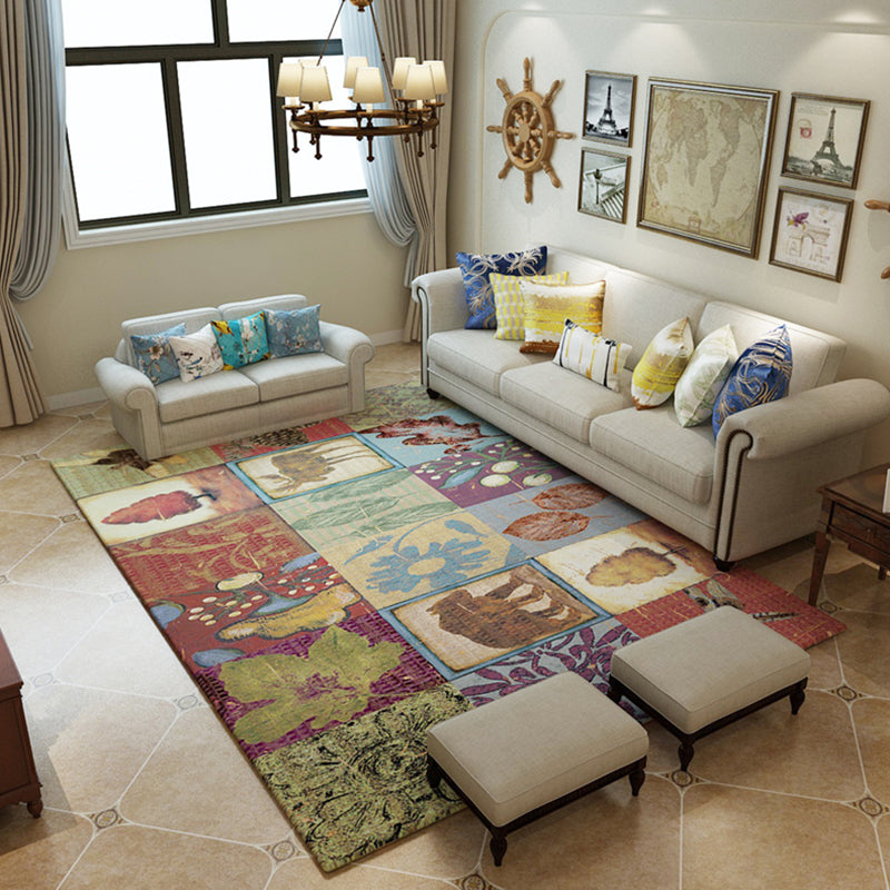 Multicolor Classic Area Carpet Polyester Moroccan Tile Indoor Rug Anti-Slip Backing Carpet for Living Room