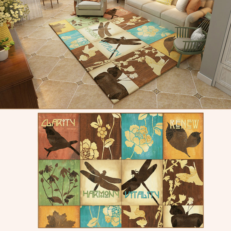 Multicolor Classic Area Carpet Polyester Moroccan Tile Indoor Rug Anti-Slip Backing Carpet for Living Room