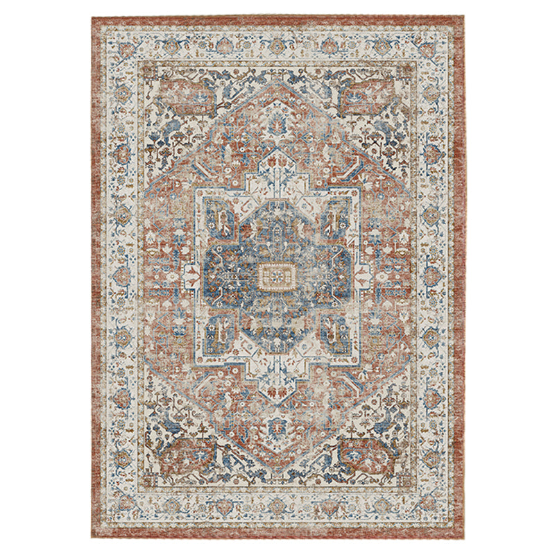 Four-Color Home Decoration Carpet Distressed Medallion Printed Area Rug Polyester with Non-Slip Backing Rug