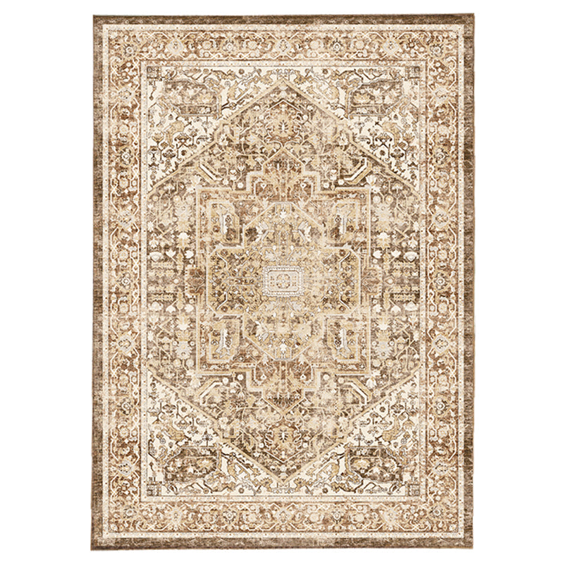 Four-Color Home Decoration Carpet Distressed Medallion Printed Area Rug Polyester with Non-Slip Backing Rug