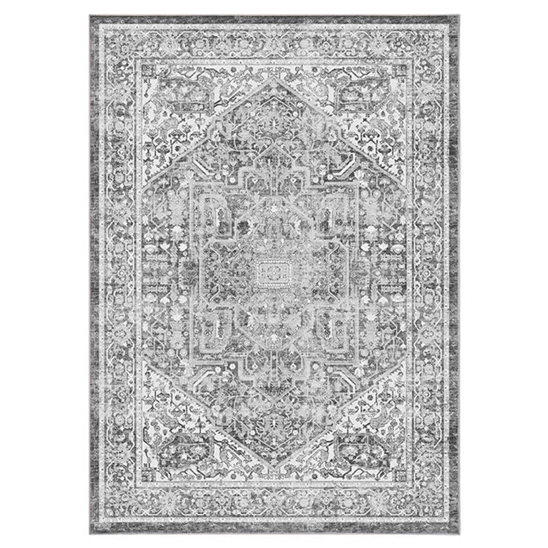 Four-Color Home Decoration Carpet Distressed Medallion Printed Area Rug Polyester with Non-Slip Backing Rug