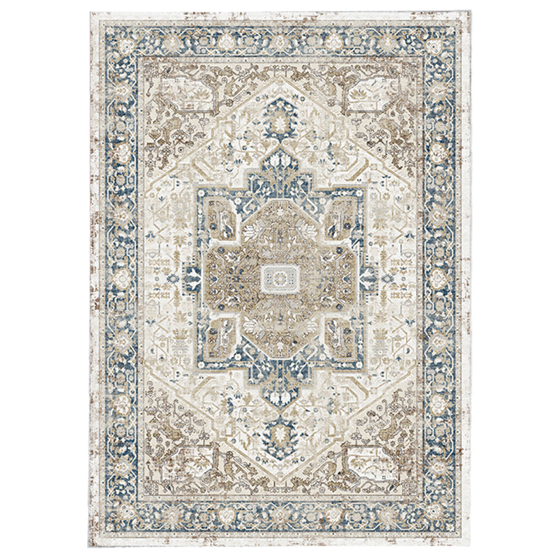 Four-Color Home Decoration Carpet Distressed Medallion Printed Area Rug Polyester with Non-Slip Backing Rug