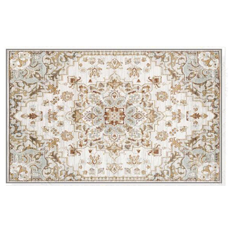 Dark Color Shabby Chic Indoor Rug Polyester European Floral Print Carpet Easy Care Rug for Home Decoration