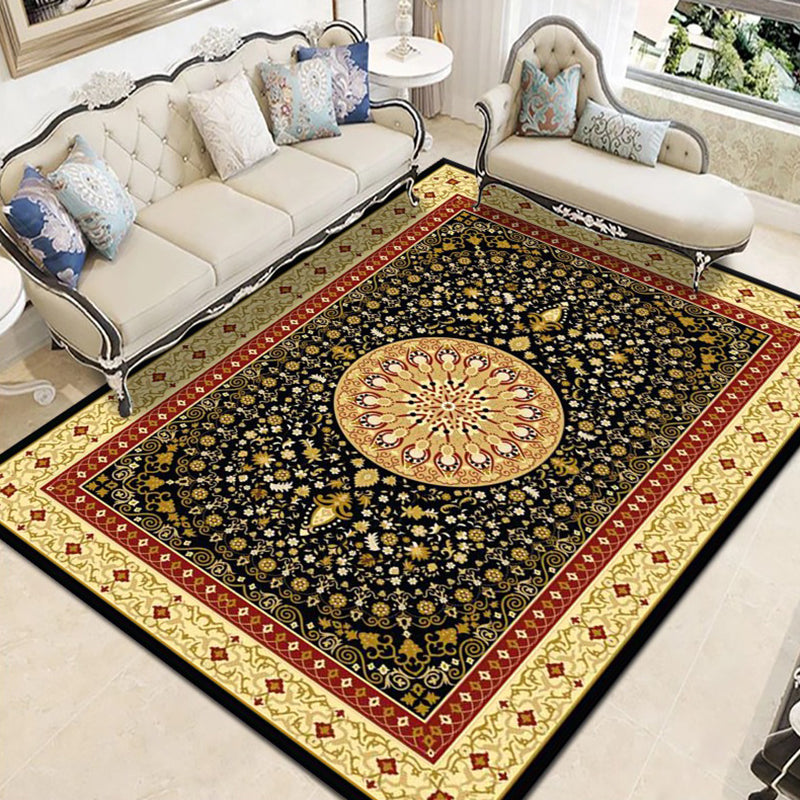 Shabby Chic Floral Design Rug Color Mixed Polyester Area Carpet Non-Slip Backing Rug for Living Room