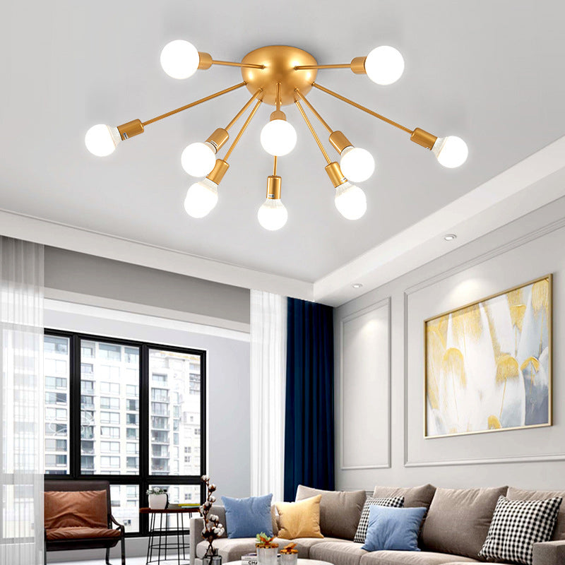 Conception Spoutnik industrielle Semi Flush Mount plafonnier Light Metal Metal Semi Flush Lighttures For Bedroom