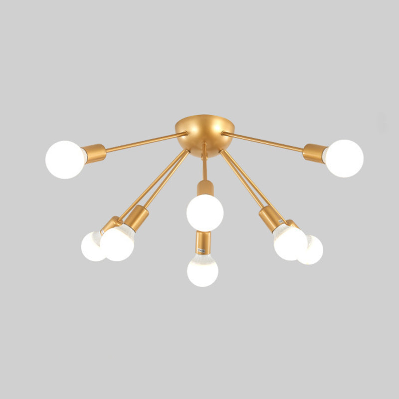 Industrial Sputnik Design Semi Flush Mount Ceiling Light Metal Semi Flush Light Fixtures for Bedroom