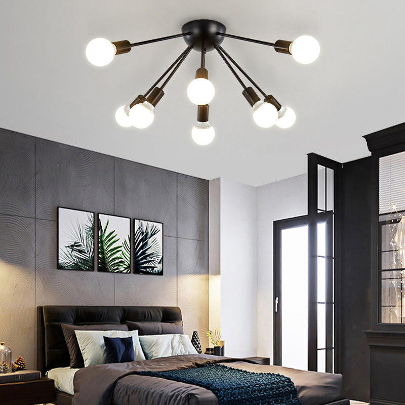 Conception Spoutnik industrielle Semi Flush Mount plafonnier Light Metal Metal Semi Flush Lighttures For Bedroom