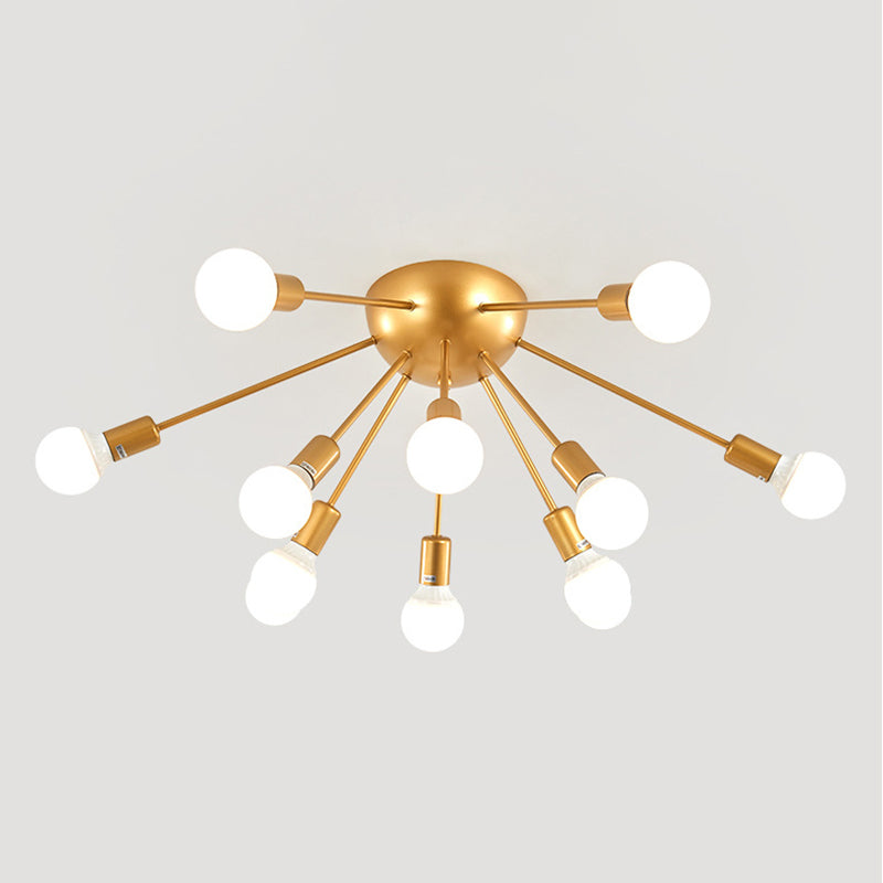 Conception Spoutnik industrielle Semi Flush Mount plafonnier Light Metal Metal Semi Flush Lighttures For Bedroom