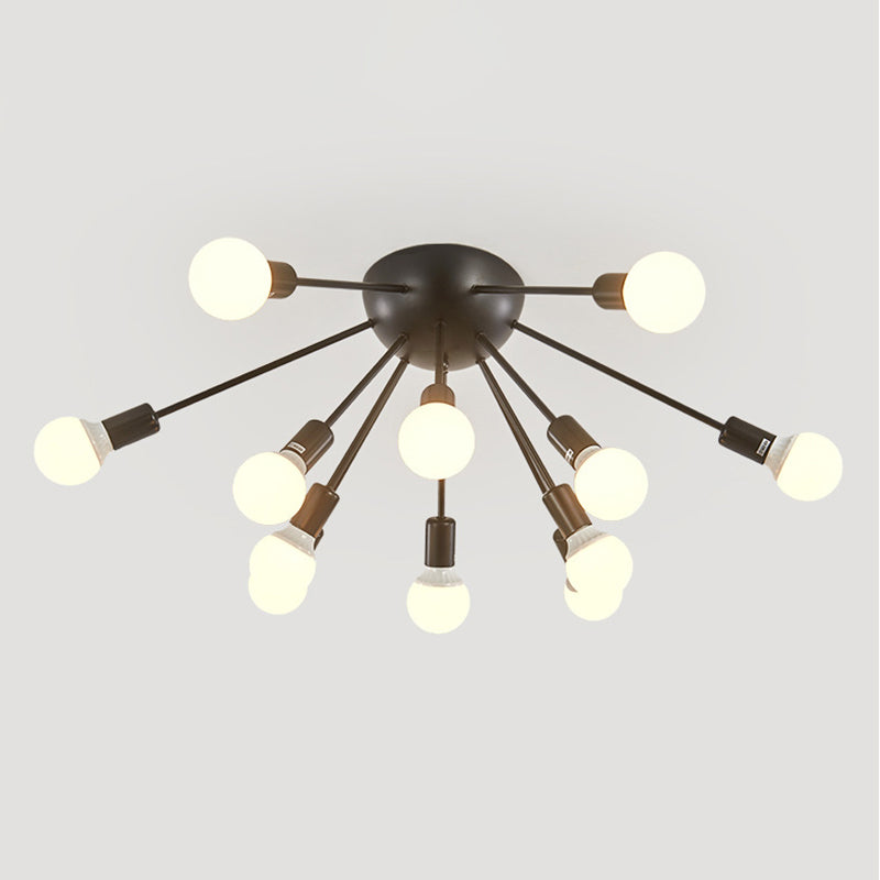 Conception Spoutnik industrielle Semi Flush Mount plafonnier Light Metal Metal Semi Flush Lighttures For Bedroom