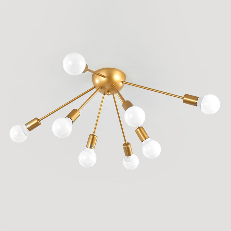 Conception Spoutnik industrielle Semi Flush Mount plafonnier Light Metal Metal Semi Flush Lighttures For Bedroom