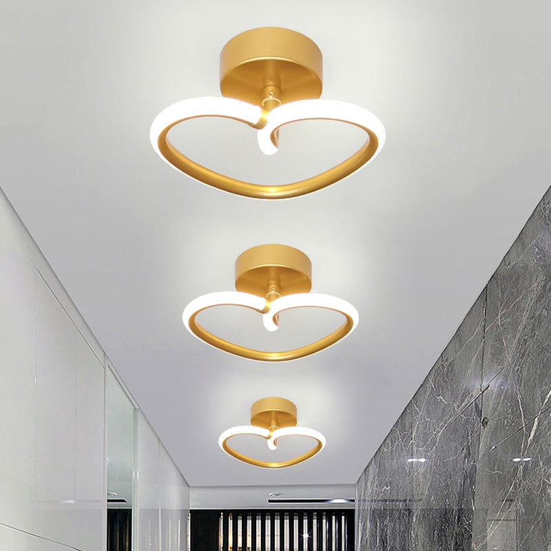 Linear Aluminum Flush Mount Gold Modern Style Ceiling Light Fixture for Hallway