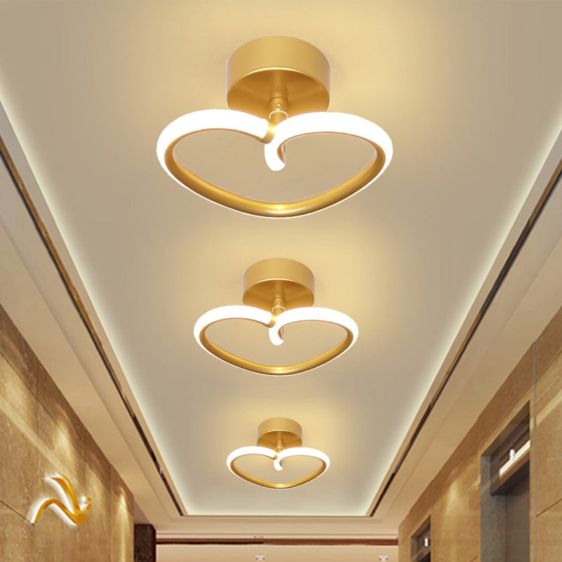 Linear Aluminum Flush Mount Gold Modern Style Ceiling Light Fixture for Hallway