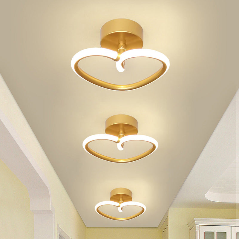 Linear Aluminum Flush Mount Gold Modern Style Ceiling Light Fixture for Hallway