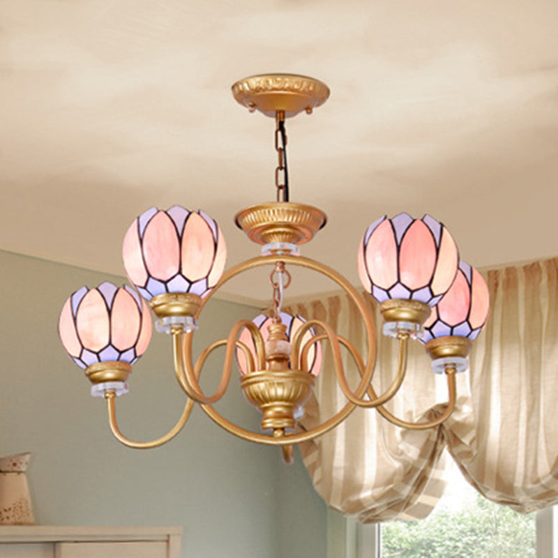 Gold 3/5/6 LUMIÈRES CHANDELIER PENDANT LEIL TIFFANY TACK VERRE LEPLIQUE DE PLADIER POUR LE SOIR