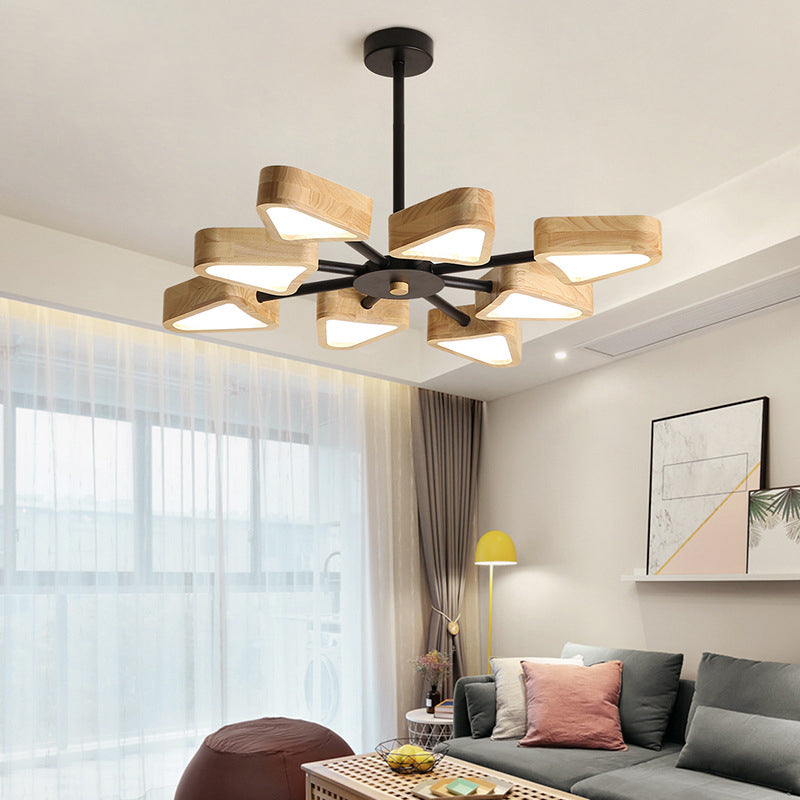 Wooden Sputnik Pendant Light in Modern Concise Style Wrought Iron Ceiling Light for Living Room