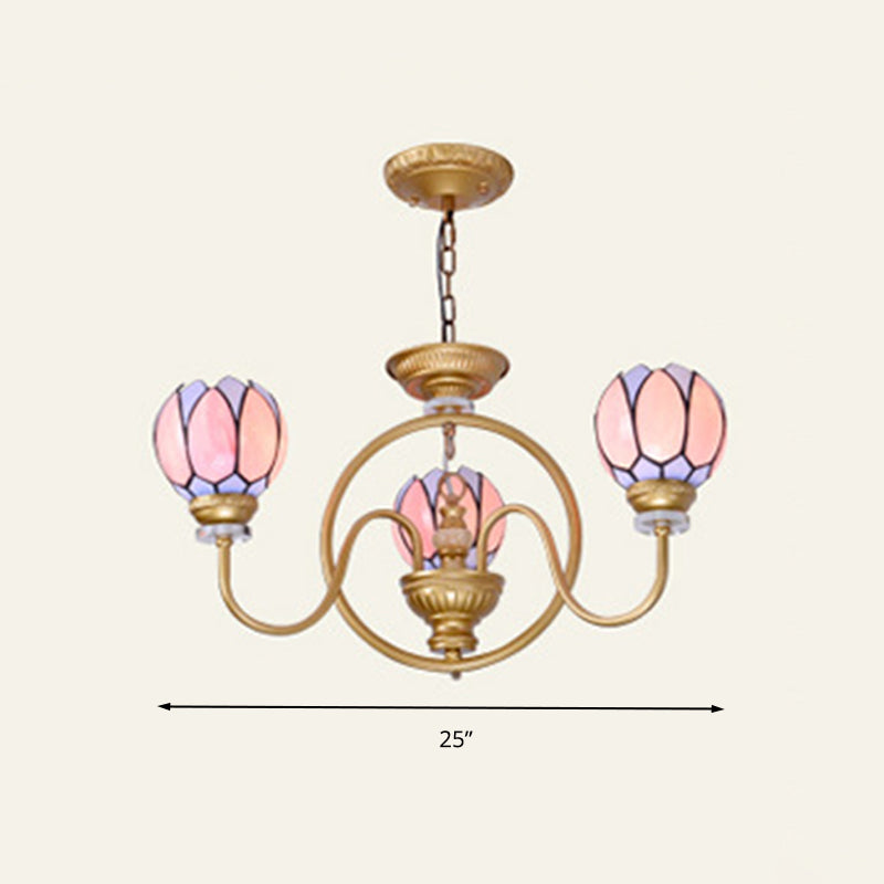 Gold 3/5/6 LUMIÈRES CHANDELIER PENDANT LEIL TIFFANY TACK VERRE LEPLIQUE DE PLADIER POUR LE SOIR