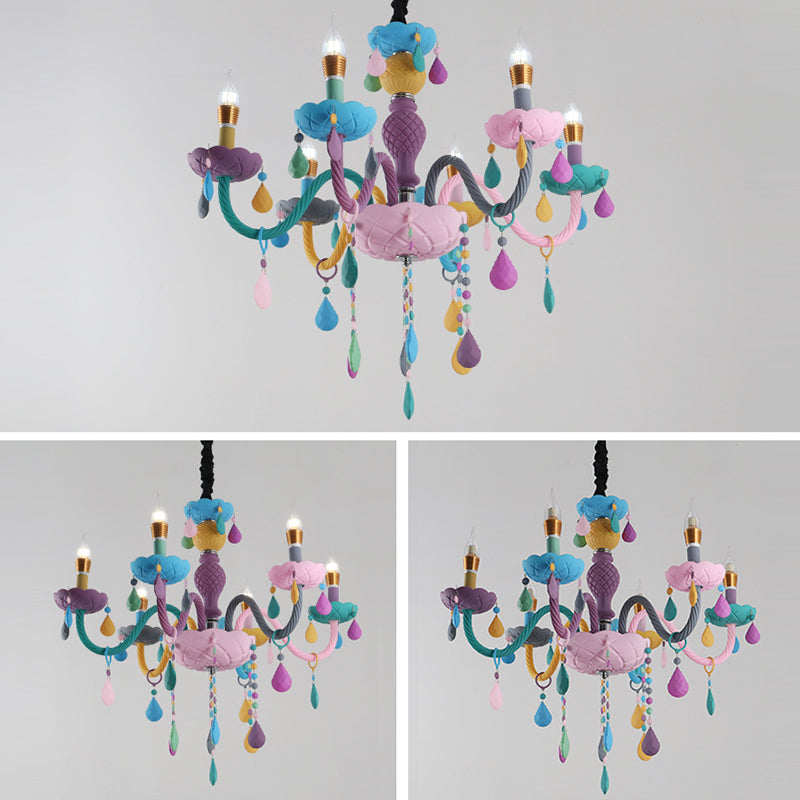 Wrought Iron Macaron Pendant Light in Modern Creative Style Glass Indoor Ceiling Light with Crystal Decoration