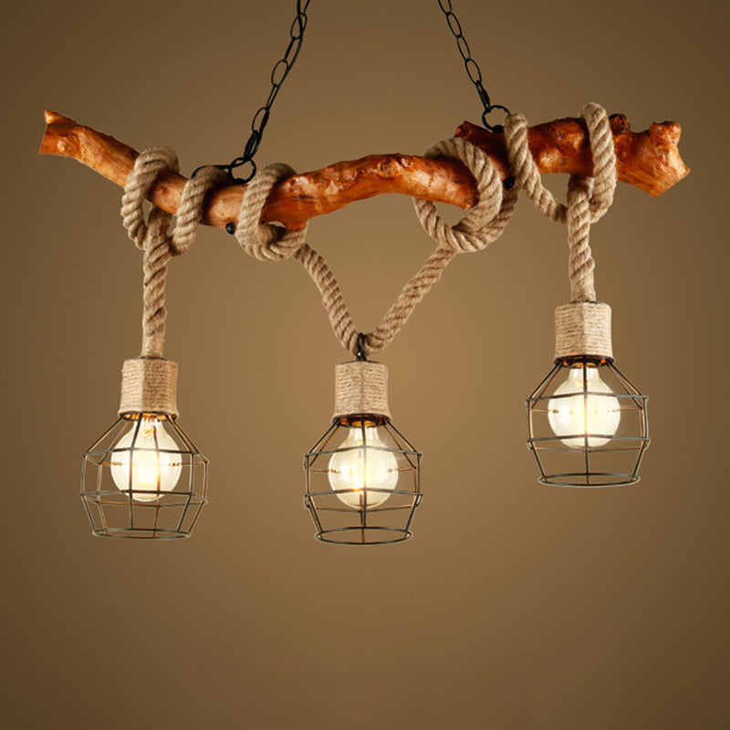 Industrial Creative Pendant Light Natural Hemp Rope Design Chandelier for Coffee Shop