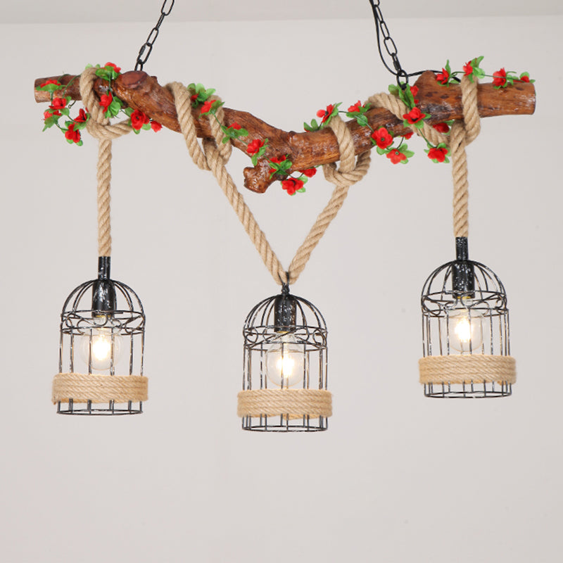 Industrial Creative Pendant Light Natural Hemp Rope Design Chandelier for Coffee Shop