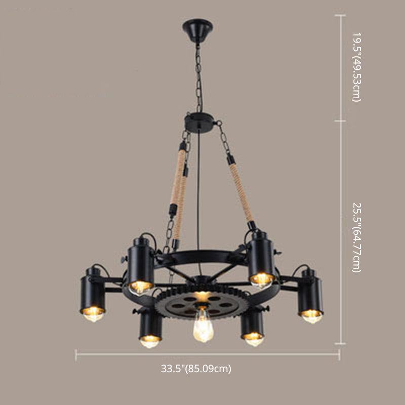 Natural Manila Rope Chandelier Retro Light Bar Light Indoor Light in Industrial Style