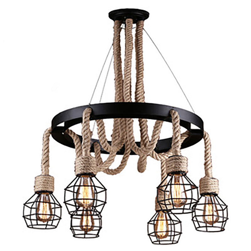 Pendant Light Natural Manila Rope Light Creative Living Room Indoor Light