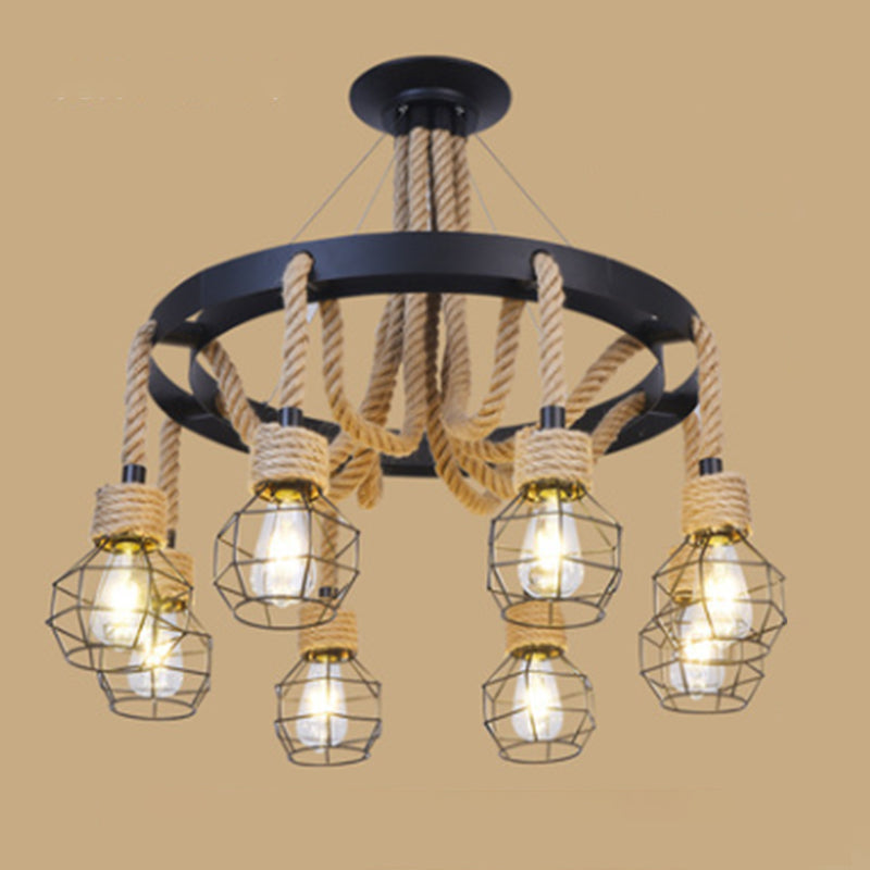 Pendant Light Natural Manila Rope Light Creative Living Room Indoor Light