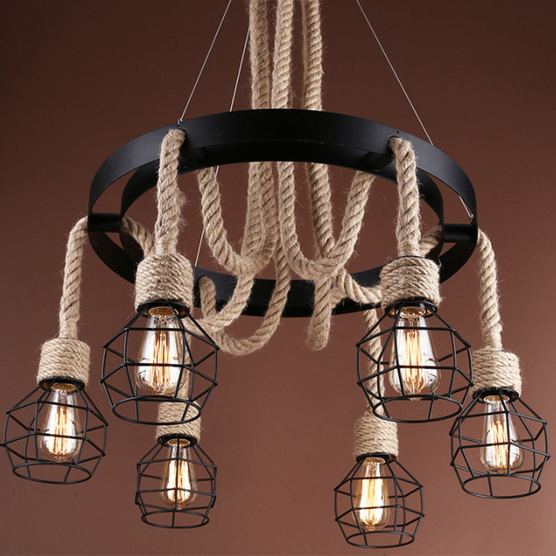 Pendant Light Natural Manila Rope Light Creative Living Room Indoor Light