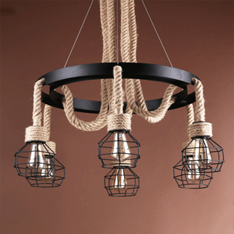 Pendant Light Natural Manila Rope Light Creative Living Room Indoor Light