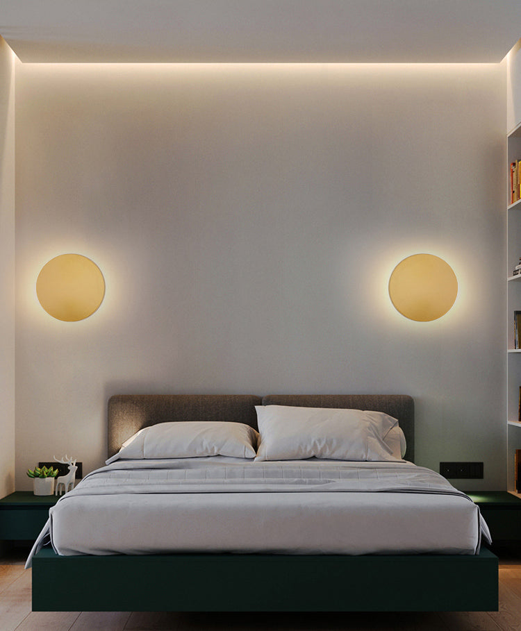 Moderna Minimalista Discos de disco redondo Lucinas de luz de pared de metal para sala de estar para sala de estar
