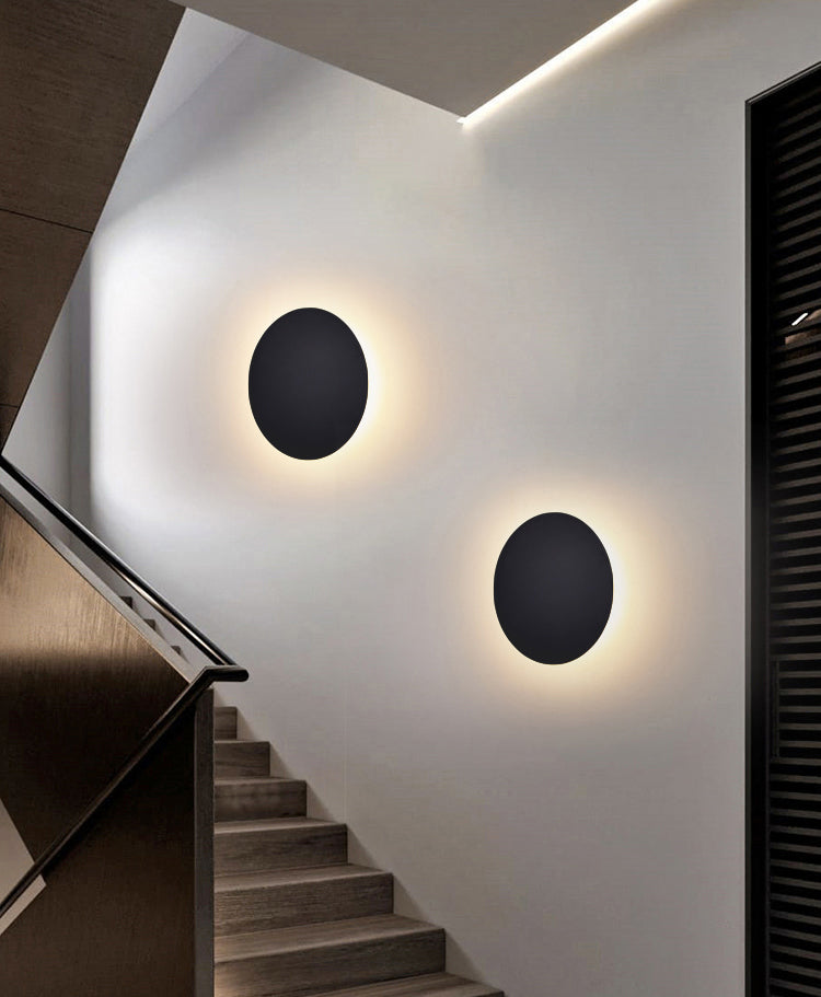 Moderna Minimalista Discos de disco redondo Lucinas de luz de pared de metal para sala de estar para sala de estar
