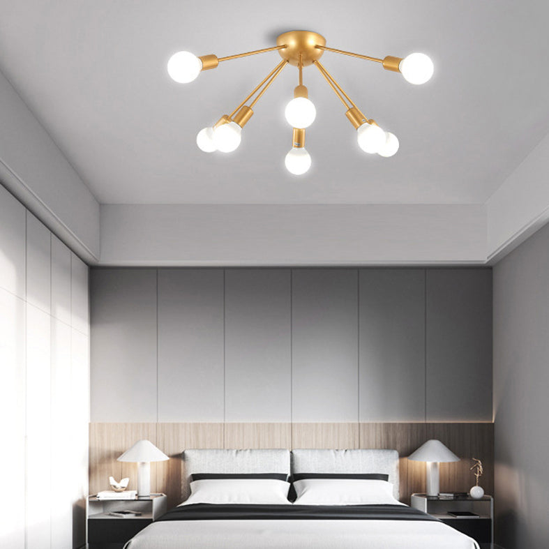 Conception Spoutnik industrielle Semi Flush Mount plafonnier Light Metal Metal Semi Flush Lighttures For Bedroom