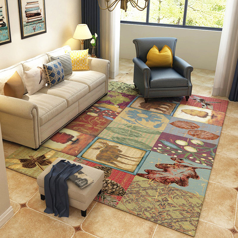 Eclectic Florentine Tile Carpet Multicolor Polyester Rug Anti-Slip Backing Carpet for Living Room