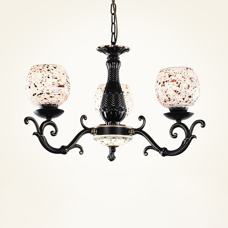 Lustre pendant en vitrail arqué Méditerranée 4/6/9 Lumières Black suspendu plafond plafond