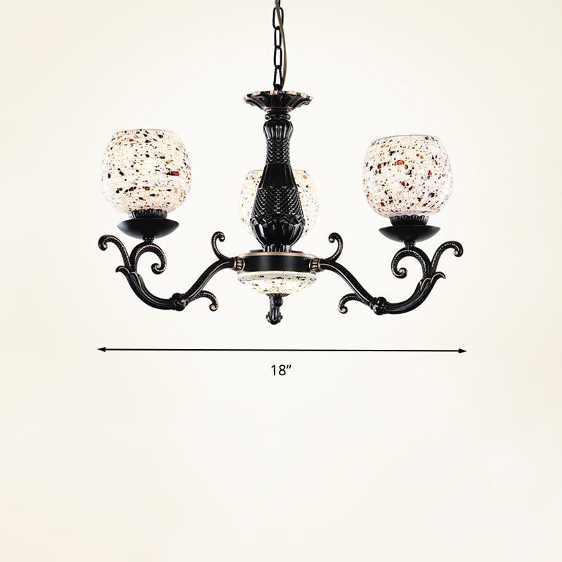 Lustre pendant en vitrail arqué Méditerranée 4/6/9 Lumières Black suspendu plafond plafond