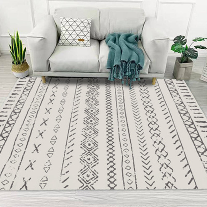 Bohemian Tribal Symbols Rug Light Color Polyester Area Carpet Non-Slip Backing Rug for Living Room