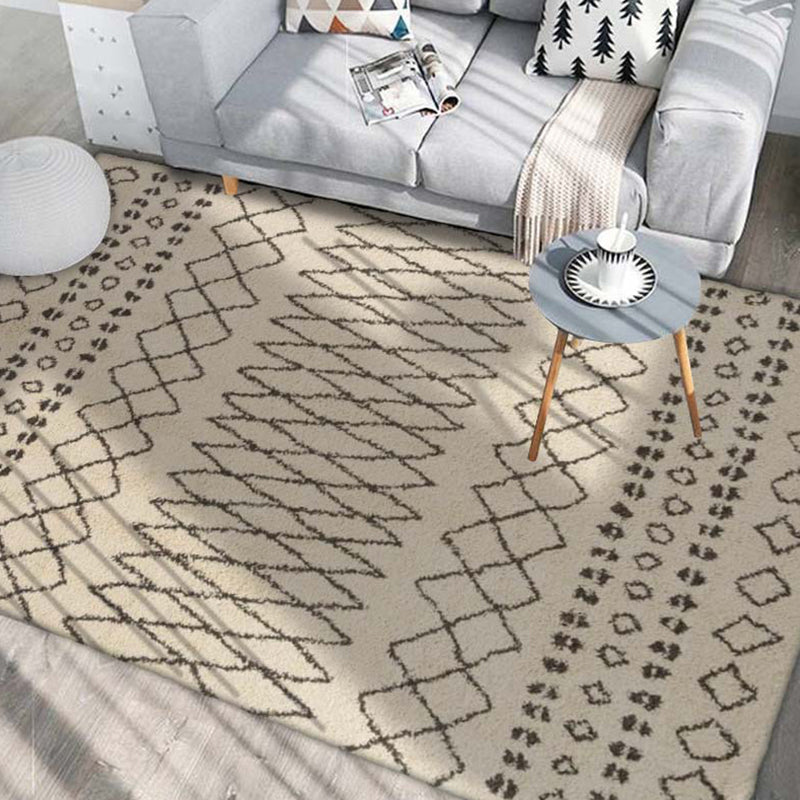 Bohemian Tribal Symbols Rug Light Color Polyester Area Carpet Non-Slip Backing Rug for Living Room