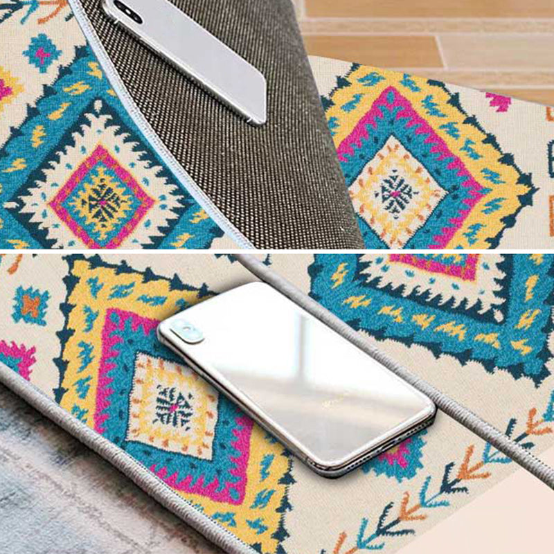 Boheemse tribale symbolen Tapijt Lichtkleur Polyester Area Tapijt Non-Slip Backing Rug voor woonkamer