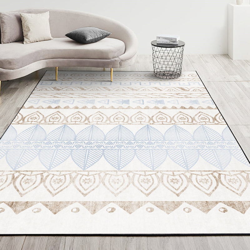 Decoration de maison de couleur claire Carpet Bohemian Chevron Area Rug Polyester avec un tapis de support sans glissement